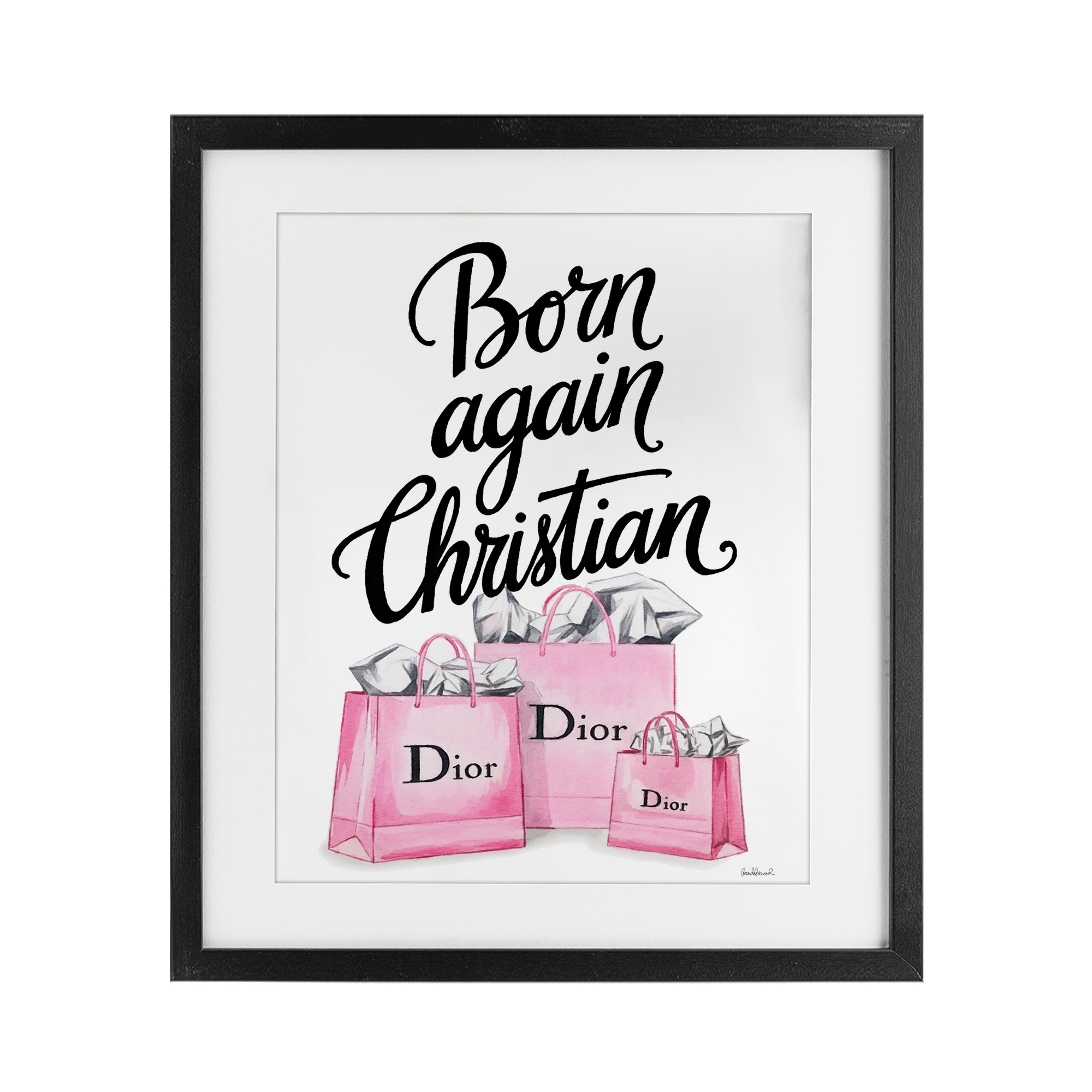 Stupell Pink Bags Born Again Christian Under Glass Framed Design By Amanda Greenwood