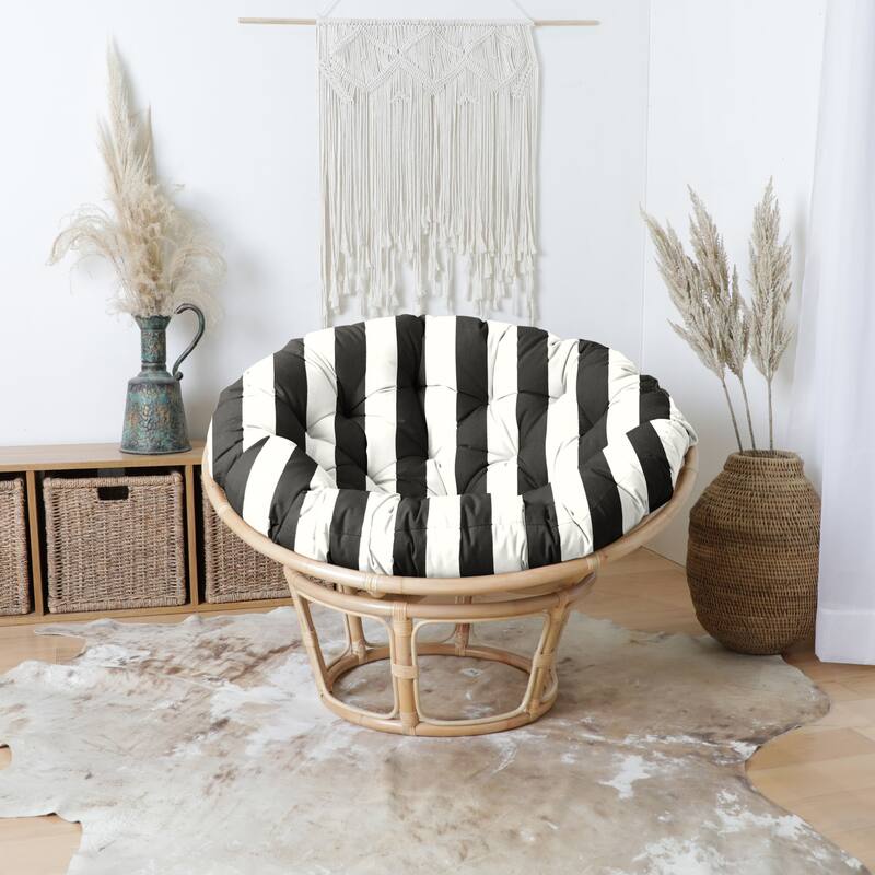 Sorra Home Sunbrella Cabana Classic Indoor/Outdoor Round Papasan Cushion - 44 x 44 x 4 - Cabana Classic