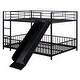 preview thumbnail 6 of 38, Unique Metal Full over Full Bunk Bed with Slide and Guardrails,Kids Bed Design