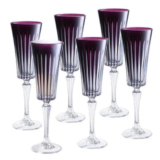 Majestic Gifts European Glass Champagne Flute-Amethyst- Set/6-7 Oz.