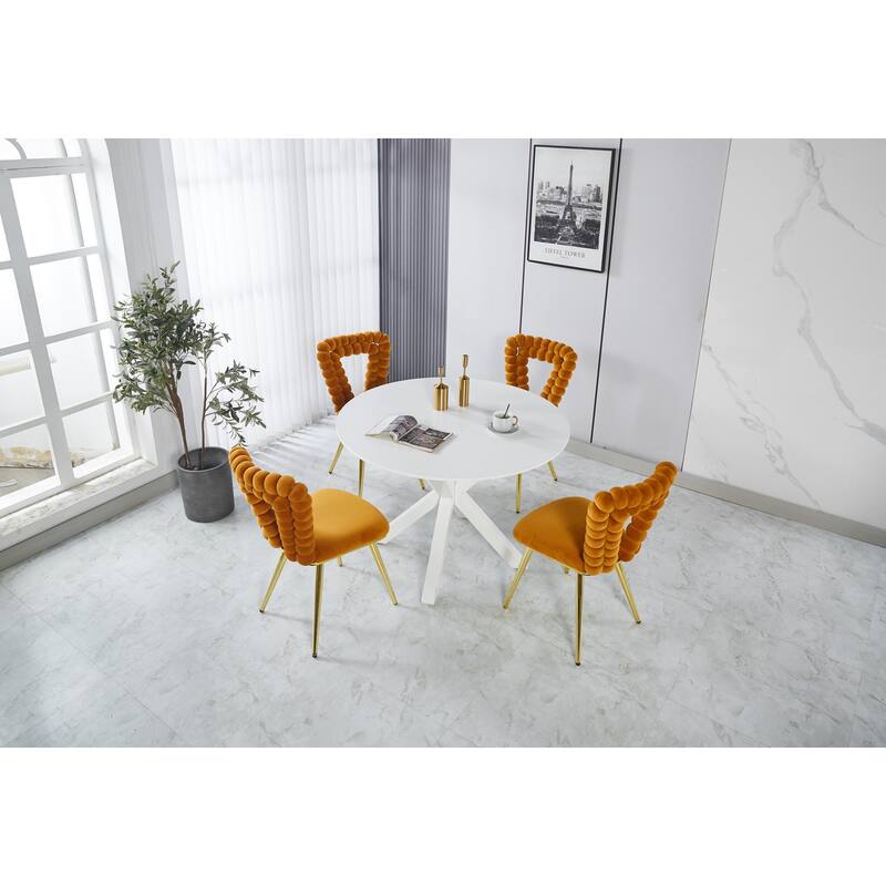Orange Modern 22.04" Accent Chairs with Iron Tube Legs and Comfortable Backrest (Set of 2)
