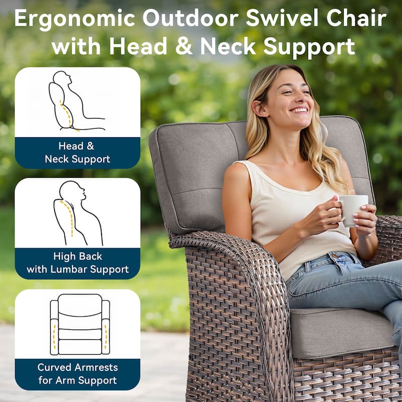 6 Pieces Outdoor Sofa Chair Ottoman with 41" Fire Table
