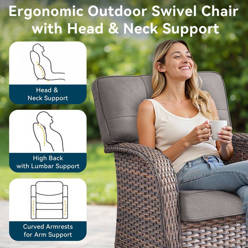 Pocassy Outdoor 30 In Fire Table with Swivel Chair Set