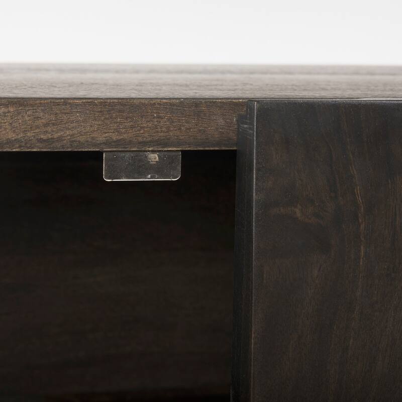 Darwin Brown Solid Wood Gold Metal Base 4 Cabinet Door Sideboard - 80.1L x 17.3W x 29.9H
