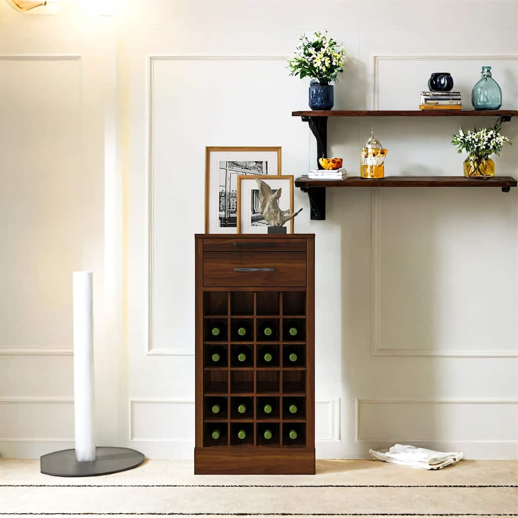 Modular Wood 24 Bottle Wine Bar Cabinet Buffet Cabinet