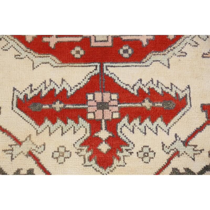 Hand Knotted Oriental 100% Wool Carpet Traditional Medallion Beige & Ivories Heriz (serapi) Area Rug - 11' 9'' X 8' 9''