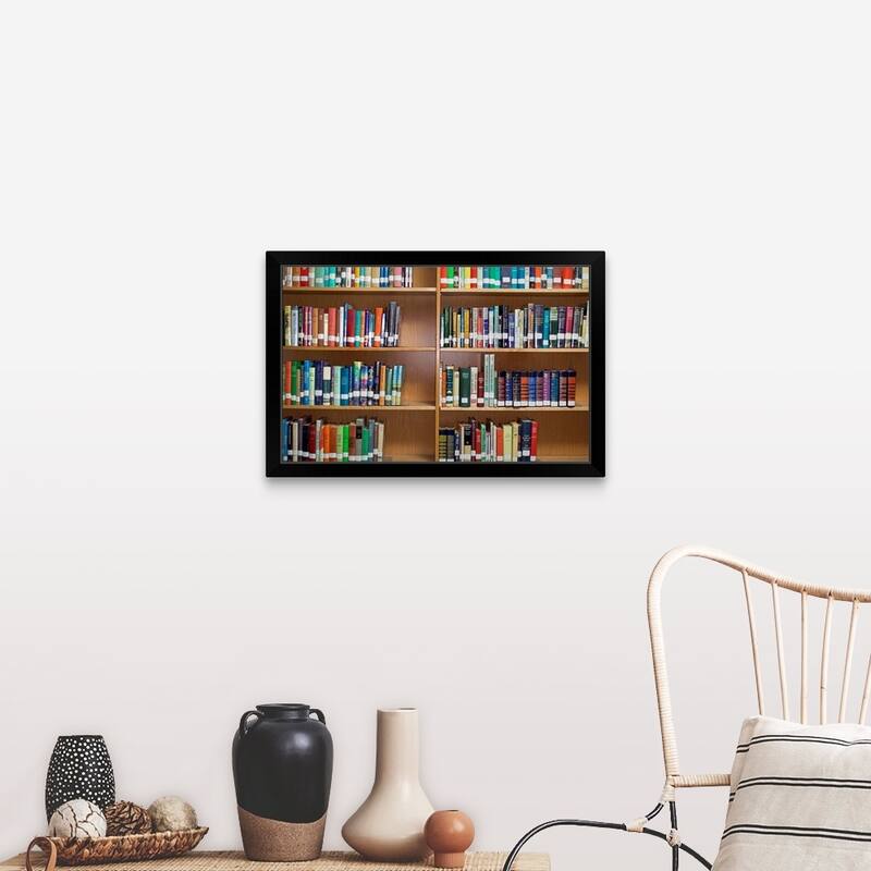 "Library bookshelves" Black Framed Print - 30 x 20