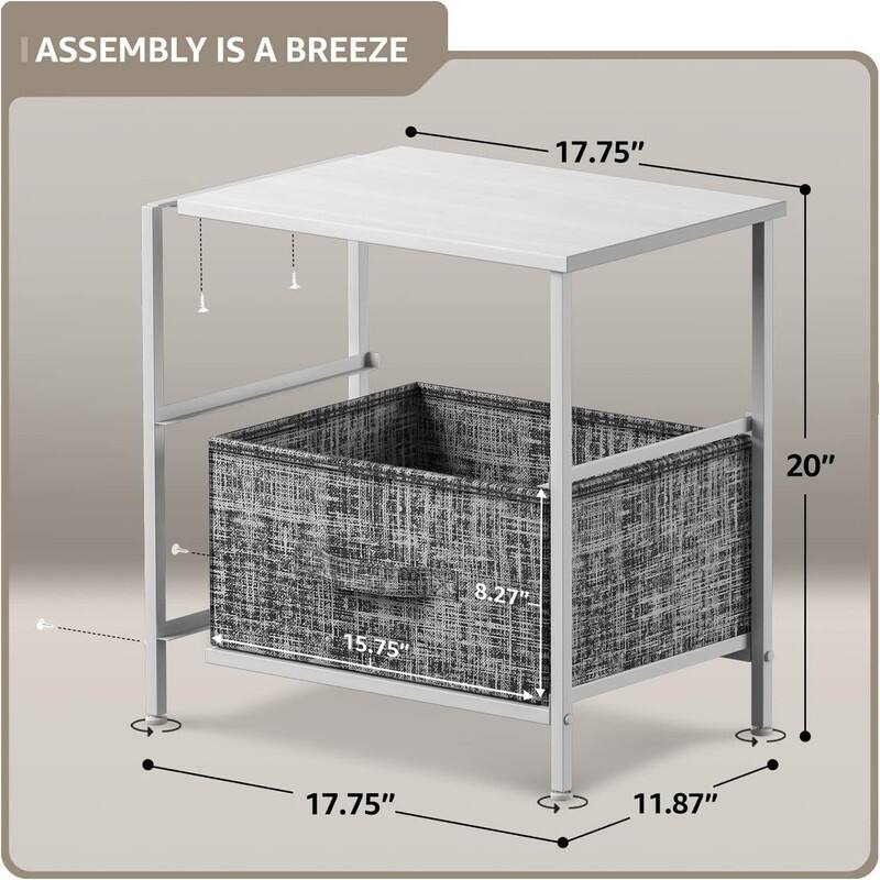 Nightstand with 2 Drawers