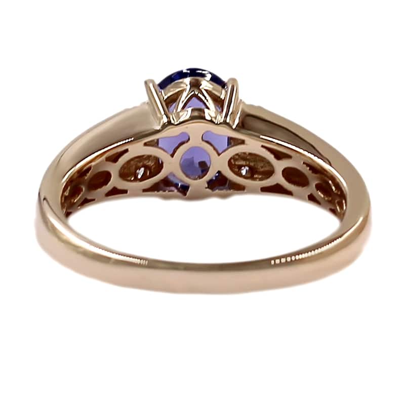14K Yellow Gold 9x7mm Oval Tanzanite, Diamond Solitaire Ring