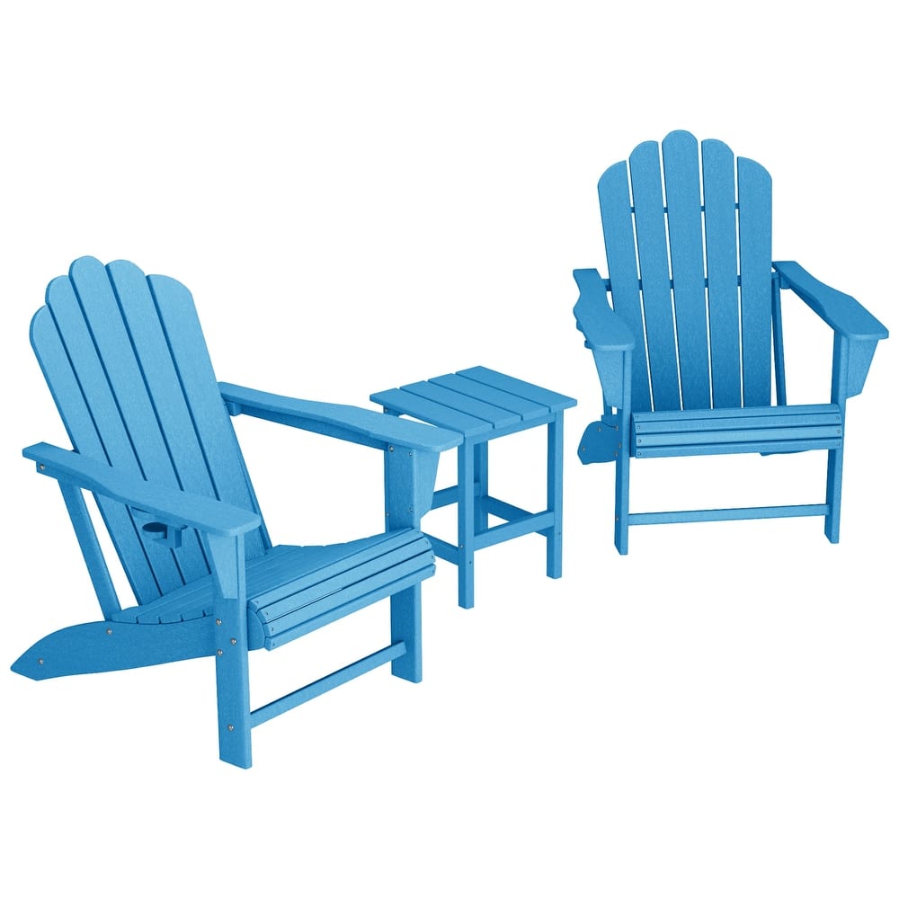 Aderson Outdoor Poly Adirondack Chair with Side Table 3-Piece Set