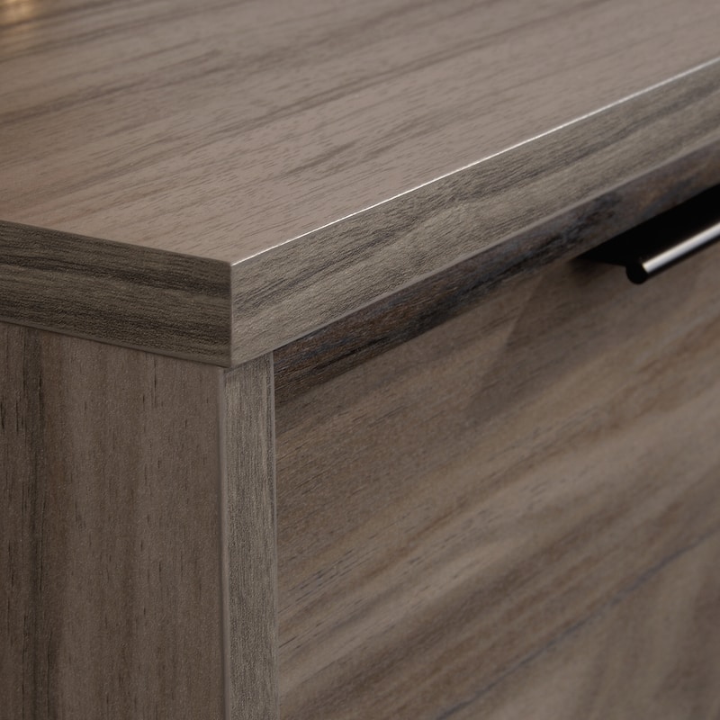 Wood Modern Credenza with 2 Drawers and 2 Open Shelf, Dark Gray - 59.06"W x 18.5"D x 30.39"H