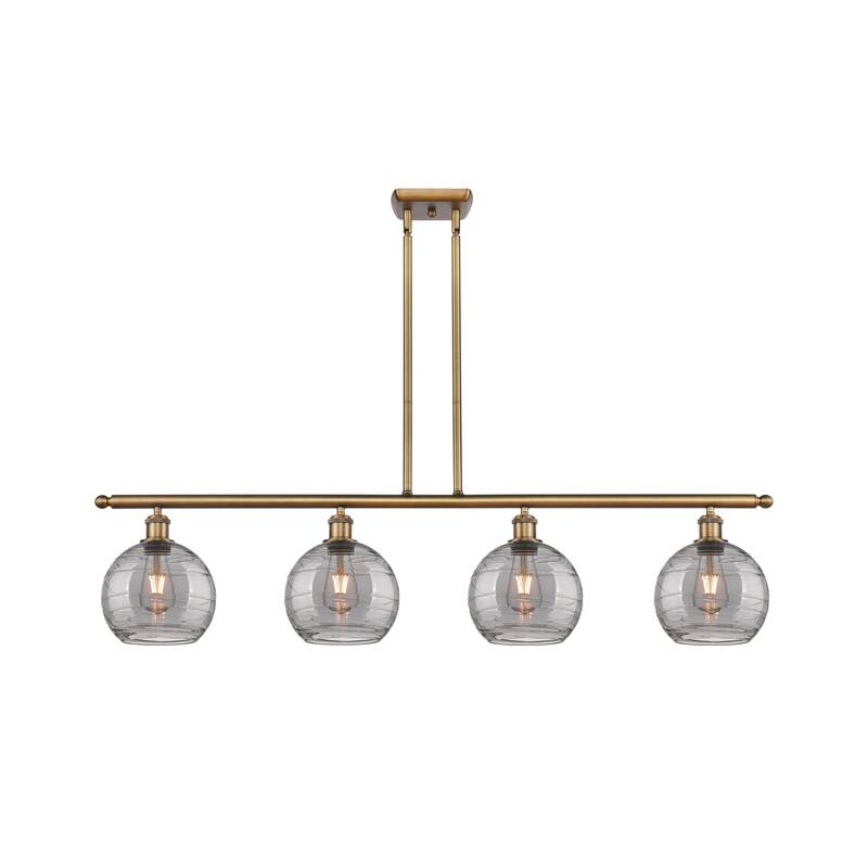 Innovations Lighting 516-4I 10 48 Athens Deco Swirl Chandelier Athens - Brushed Brass / Light Smoke Deco Swirl