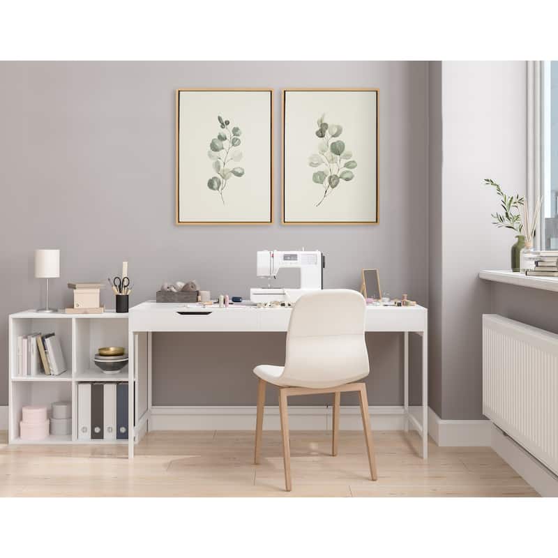 Kate and Laurel Sylvie Eucalyptus Framed Canvas Set by Maja Mitrovic of Makes My Day Happy