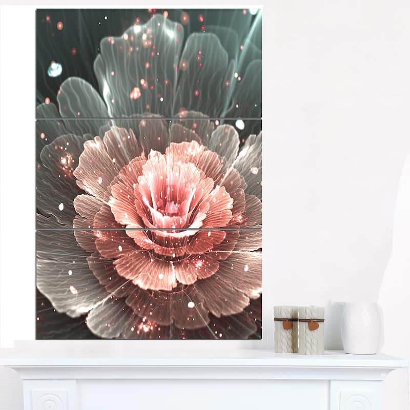 Abstract Fractal Pink Gray Flower - Floral Art Canvas Print