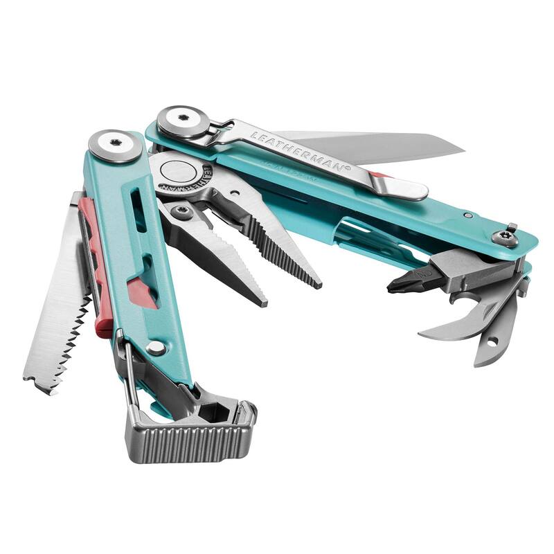 Leatherman Signal Pocket Size 19 Tools Stainless Steel Multitool, Aqua/Silver
