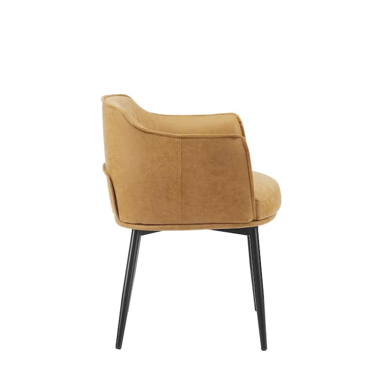 25" Camel And Black Faux Leather Distressed Arm Chair - 25.2' X '29.72' X '22.05