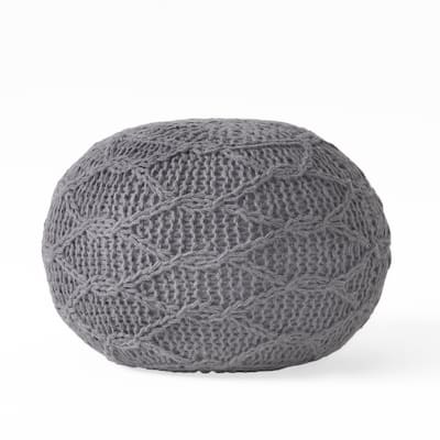 Charming Handcrafted Knitted Wool Pouf for Stylish Homes