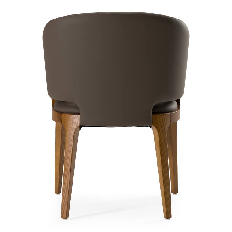 Modrest Baskin Brown and Walnut Arm Dining Chair