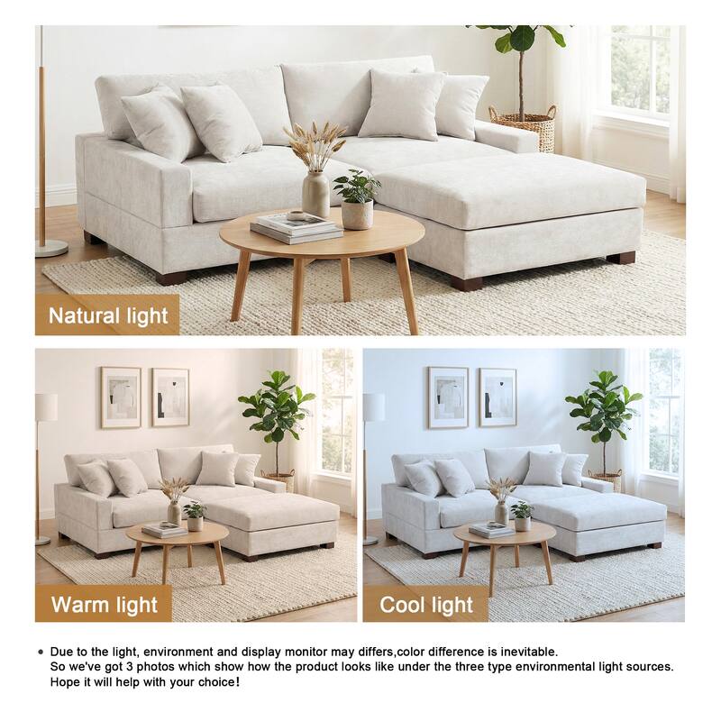 Oversized Chenille Modular Sectional Sofa Living Room Set with Ottoman