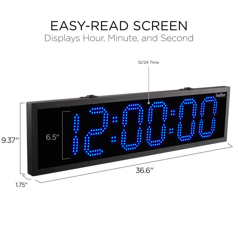 Ivation Large Digital Clock, Led Wall Clock with Stopwatch, Alarms, Timer & Remote, White