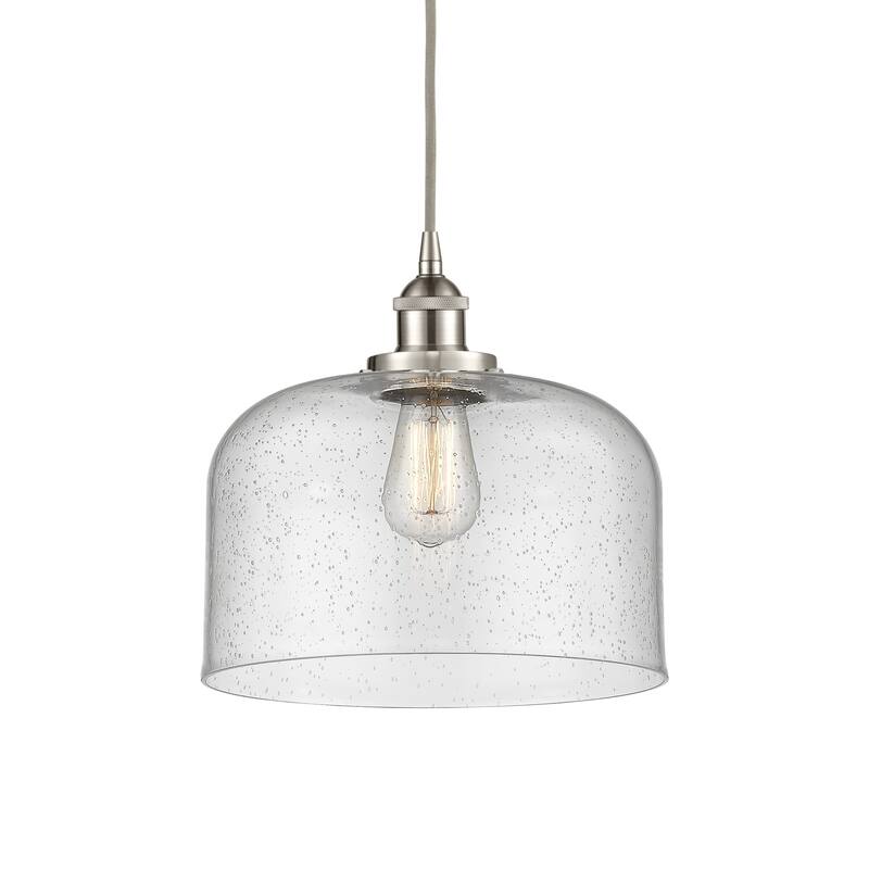 Innovations Lighting 616-1PH-12-12-L Bell Pendant Bell 12" Wide - Brushed Satin Nickel / Seedy