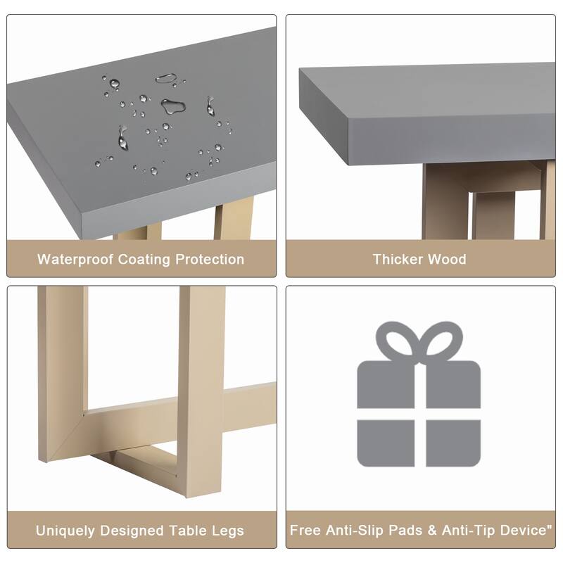 Modern Grey Entryway Console Table with Solid Pine Wood Frame Ideal for Living Room or Bedroom - 59” x 15.7” x 31.7”