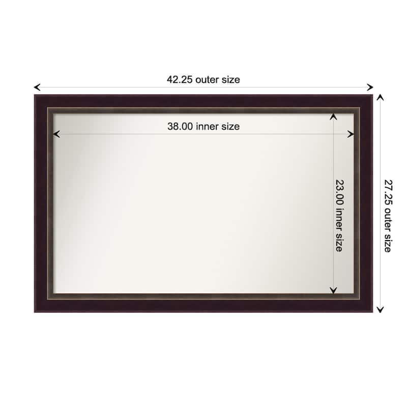 Signore Bronze Framed Non-Beveled Custom Wall Mirror, Bathroom Vanity Mirror - Outer Size: 42.25 x 27.25