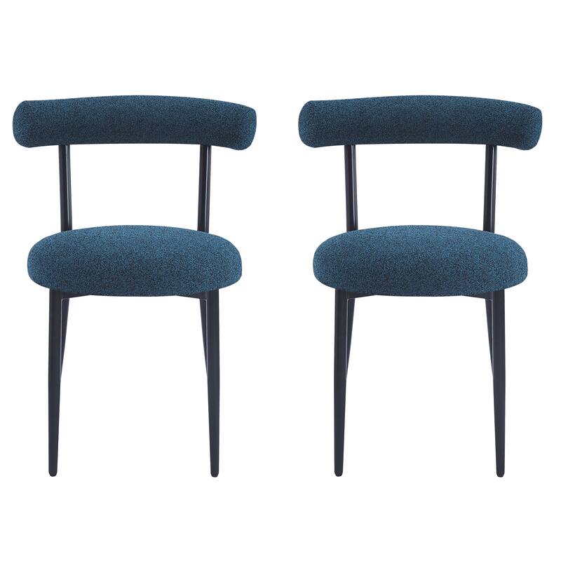 Open Back Upholstered Dining Chair Set of 2 Modern Kitchen Chairs with Metal, Fabric Dining Room Chairs for Living Room