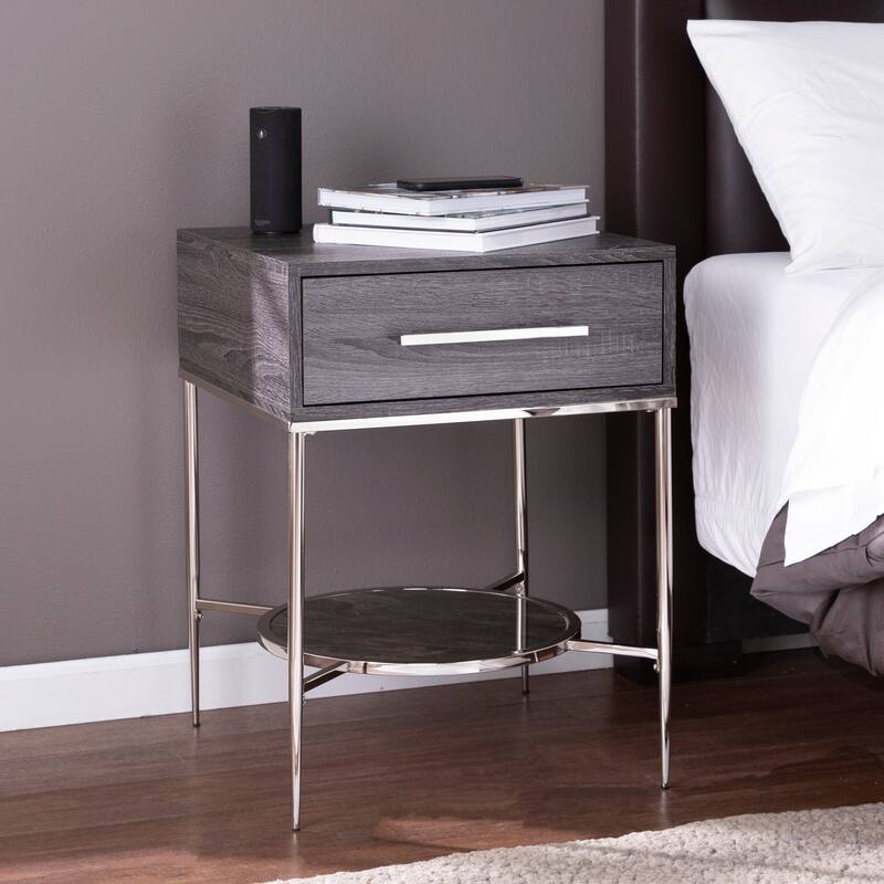 SEI Furniture Waterson Transitional Black Wood Nightstand