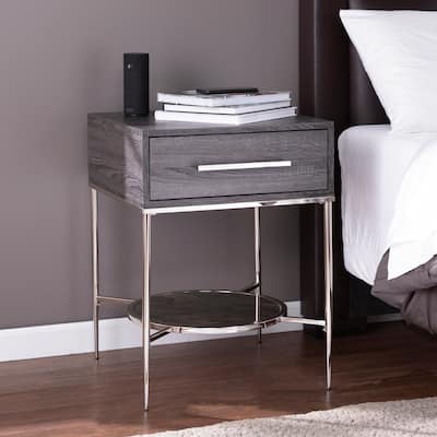 SEI Furniture Waterson Transitional Black Wood Nightstand