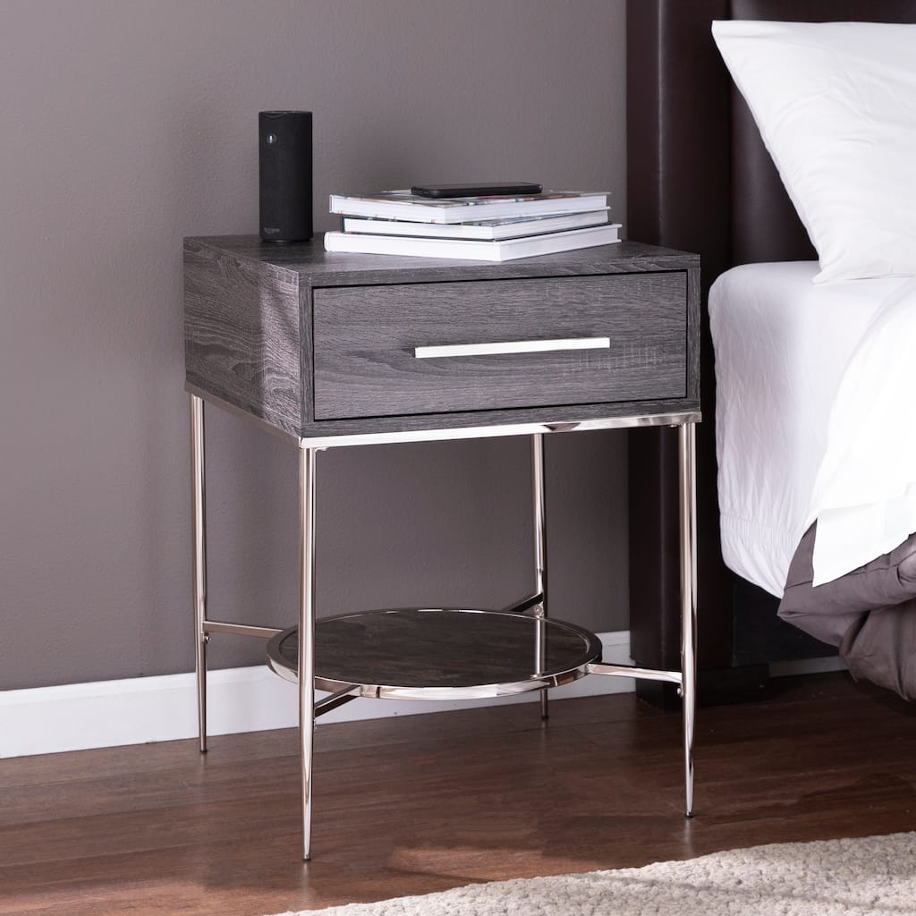 SEI Furniture Waterson Transitional Black Wood Nightstand