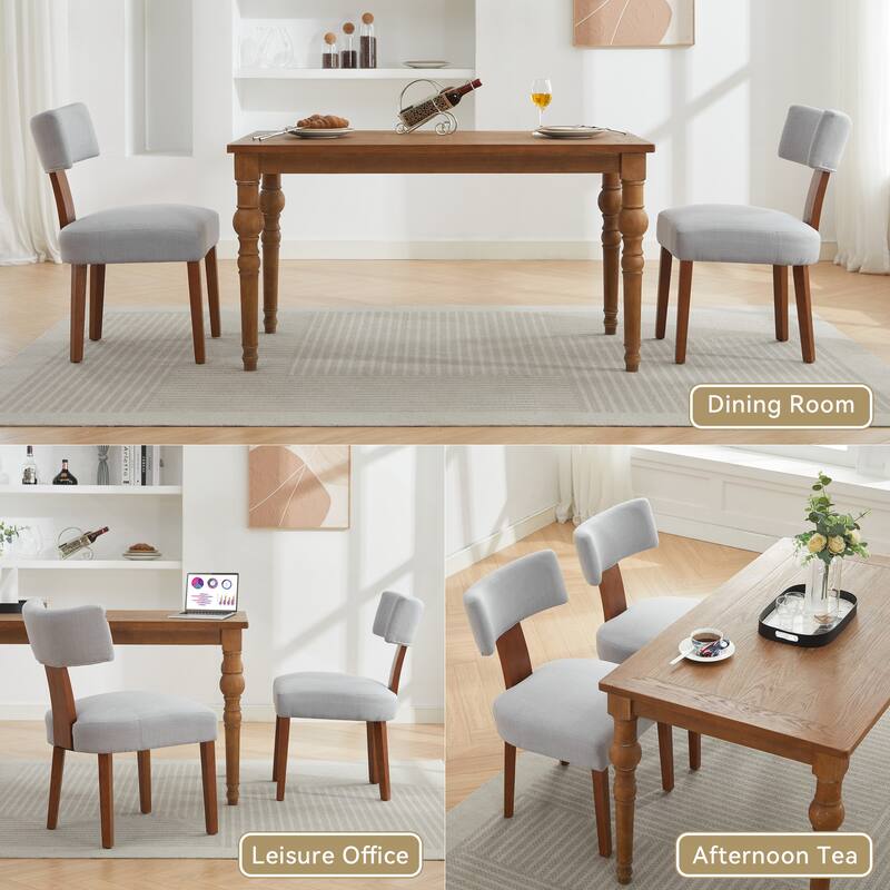 Set of 2 Fabric Modern Armless Dining Chairs