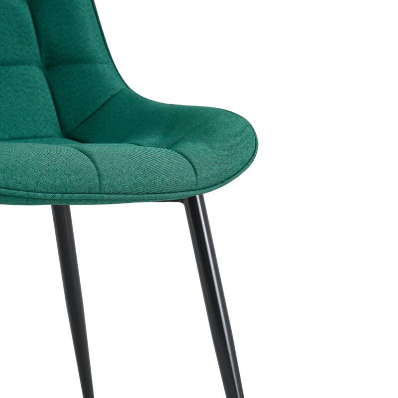 Modern Fabric Dining Chair w/ Grid Pattern and Metal Frame (Set of 2)