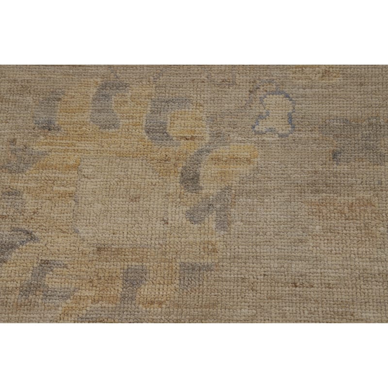 Hand Knotted Oriental 100% Wool Carpet Transitional All-Over Beige & Ivories Oushak Area Rug - 12' 4'' X 9' 2''
