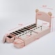 preview thumbnail 3 of 7, Twin Size Upholstered Bed Frame with Bear Ears Headboard, Platform Design with Extra Storage