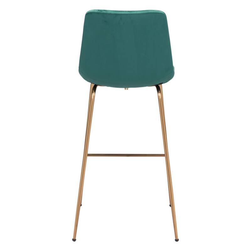 31" Modern Non-Swivel Velvet Bar Chair with Steel Frame and Low Back Bucket Seat Footrest - 20.9”W x 22.2”D x 43.1”H