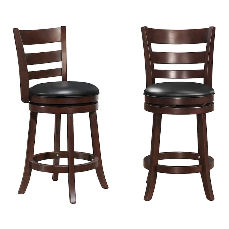 Rovinj Upholstered Back Swivel Counter Stool - Cherry-Ladder Back