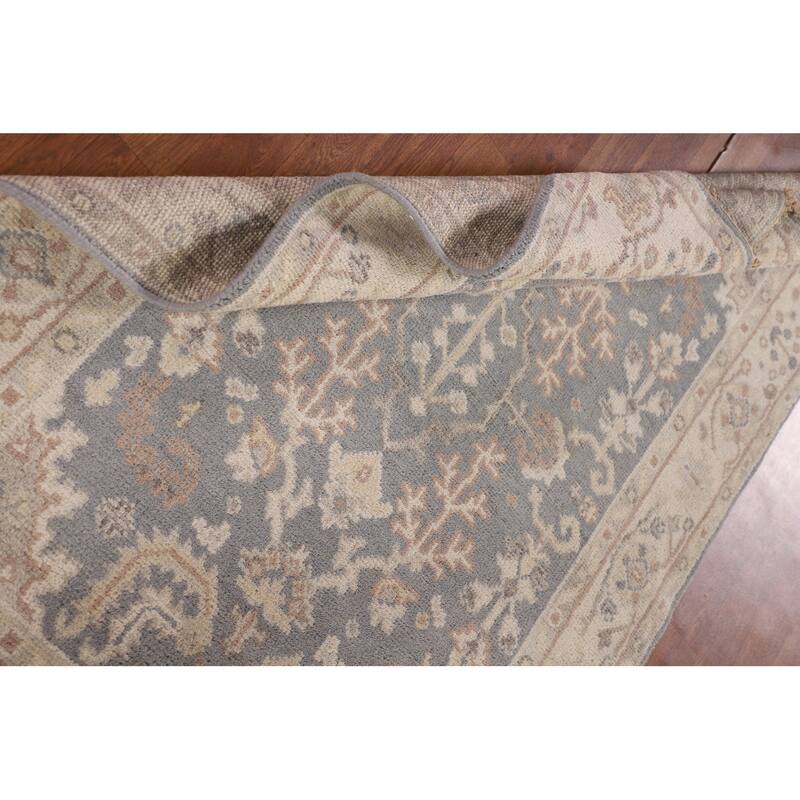 Geometric Oushak Oriental Area Rug Hand-Knotted Wool Carpet - 3'11"x 5'10"
