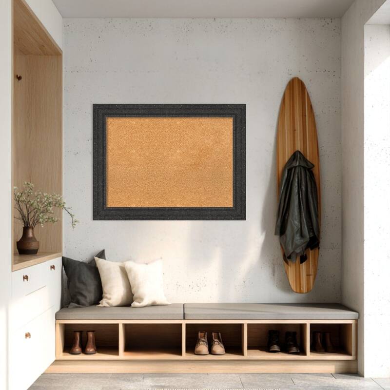 Attic Aged Black Wood Framed Cork Board - Bulletin Board, Organization Board, Pin Board