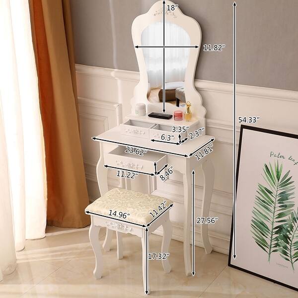Single Mirror 3 Drawer Dressing Table White Overstock 33168090
