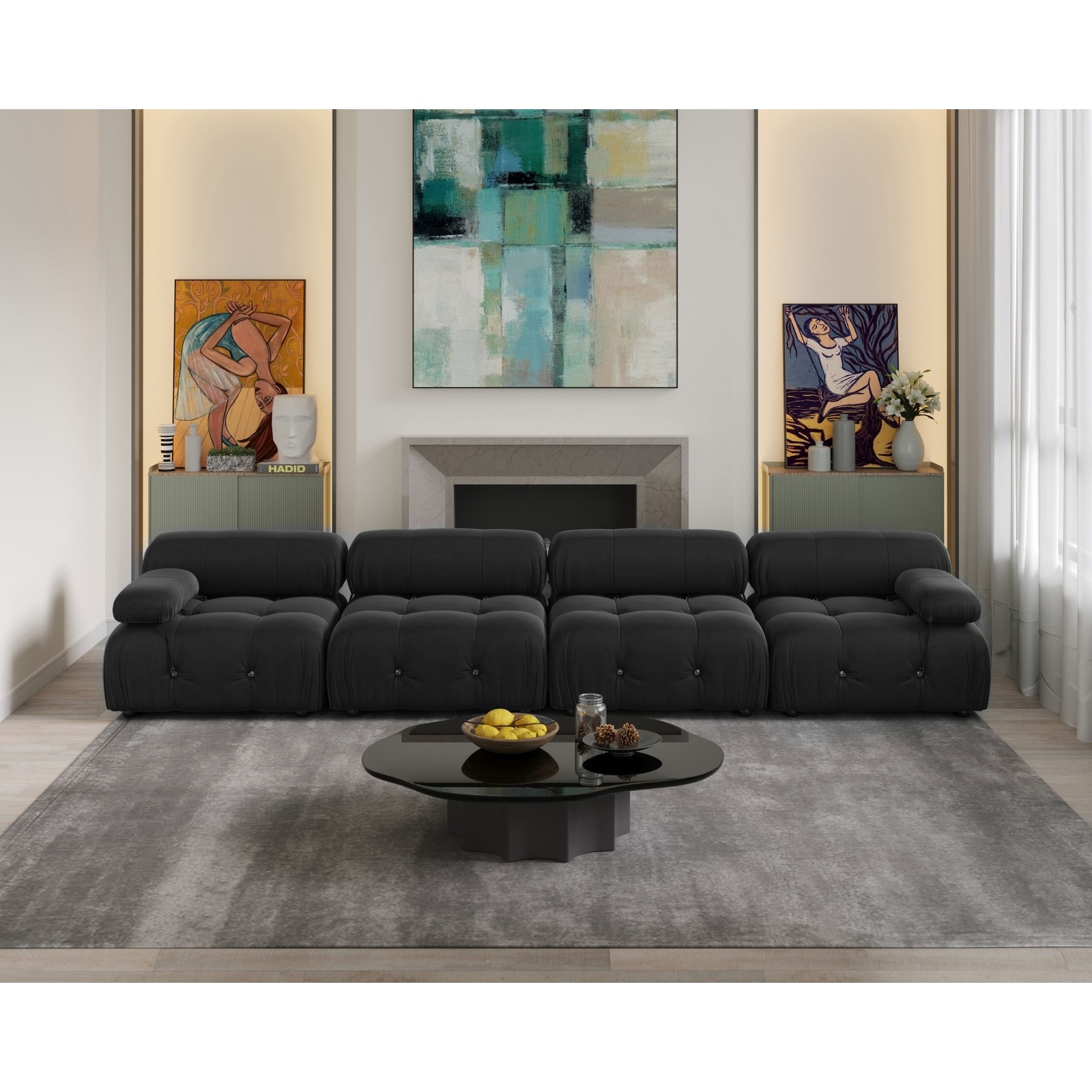 138" Convertible Modular Sectional Sofa, Luxury Modern 4-Seat Wide Couch Sectional for Living Room Bedroom Office Apartment