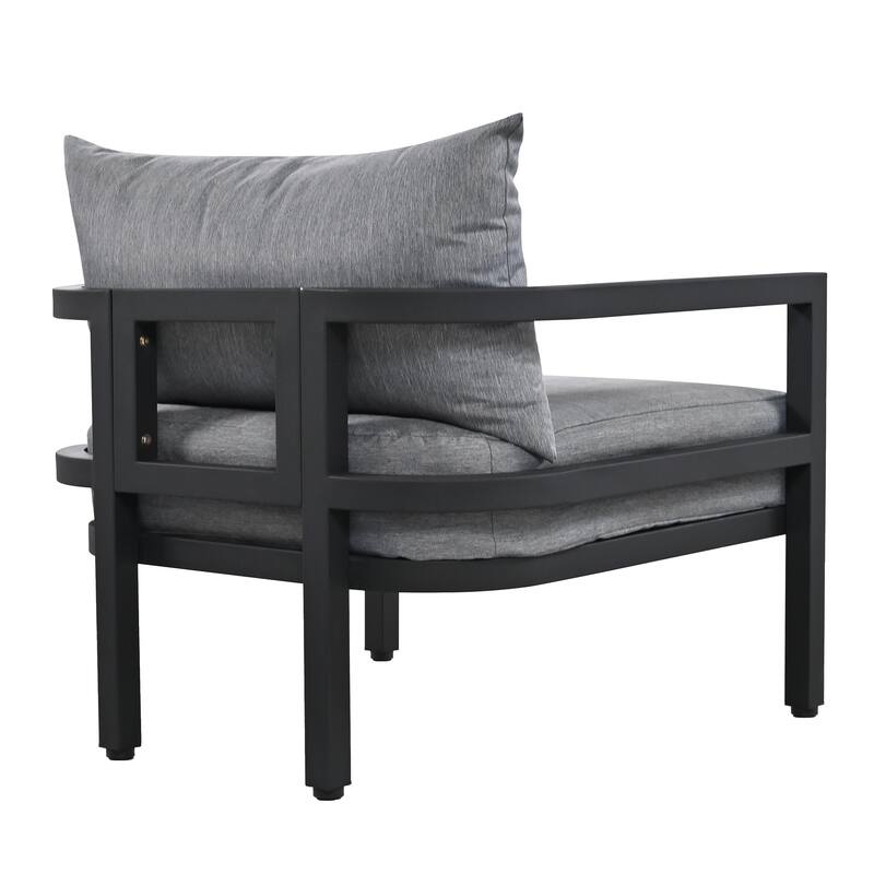 Patio Furniture Set, 5 Pcs Outdoor Steel Sofa Set, All-Weather Conversation Set with Coffee Table and 2 Single Chairs