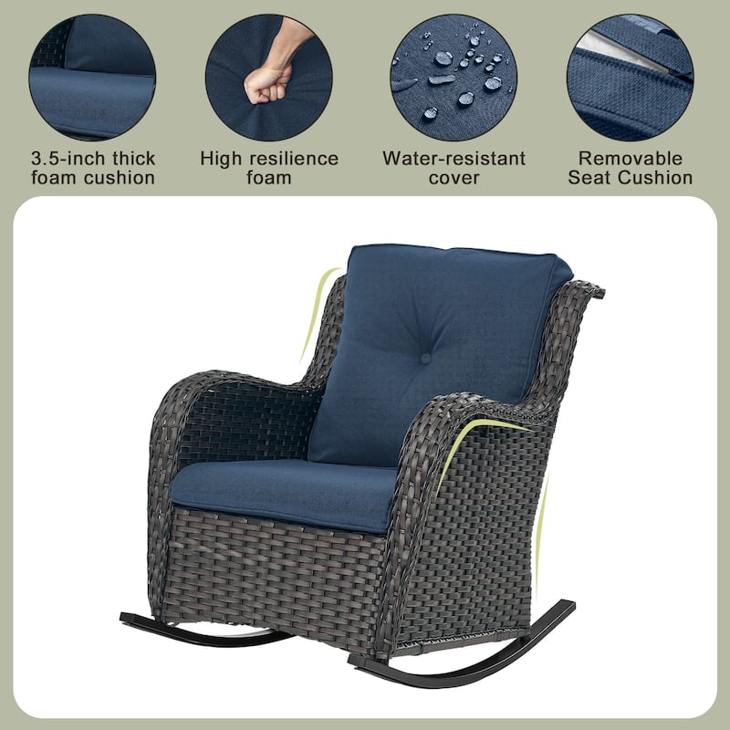 Patio Rocking Chair with Comfortable Cushions
