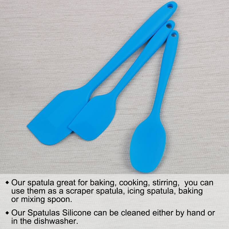 3pcs Silicone Spatula Set Heat Resistant Rubber Turner for Cooking Baking Blue