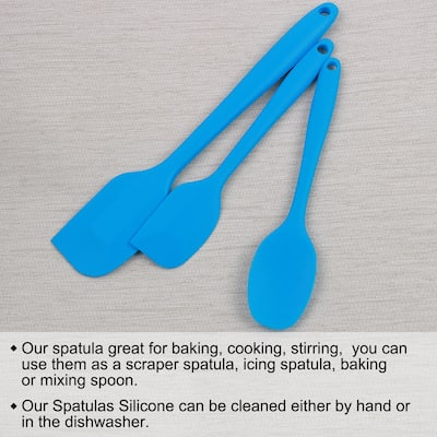 3pcs Silicone Spatula Set Heat Resistant Rubber Turner for Cooking Baking Blue