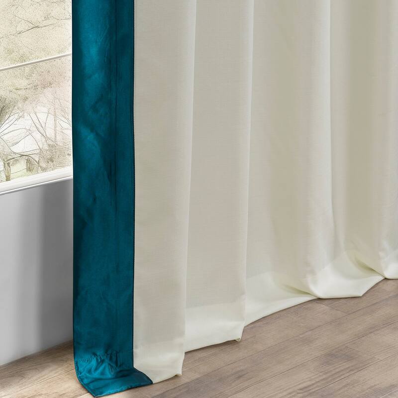 Exclusive Fabrics Fresh Pop Dobby Taffeta Side Bordered Light Filtering Curtains for Bedroom & Living Room Curtains (1 Panel)