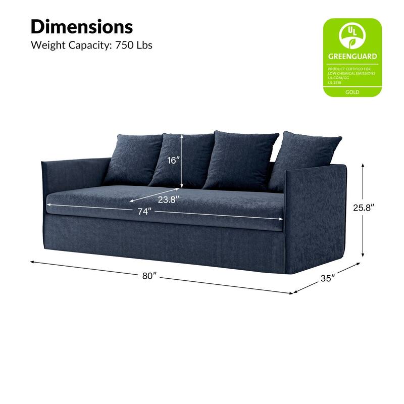 Gottfried 80" Slipcovered Sofa with Two Slipcovers by HULALA HOME