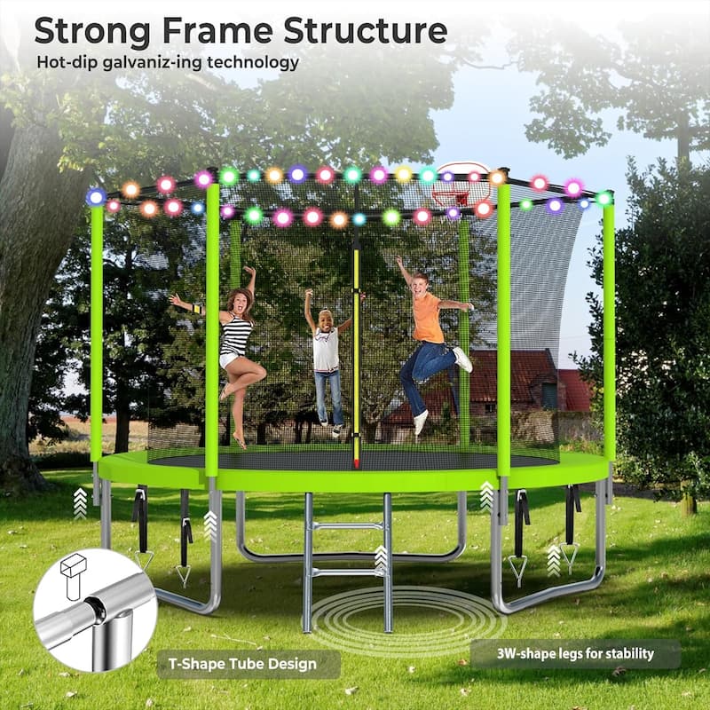 Upgraded 8FT 10FT 12FT Trampoline for Kids and Adults