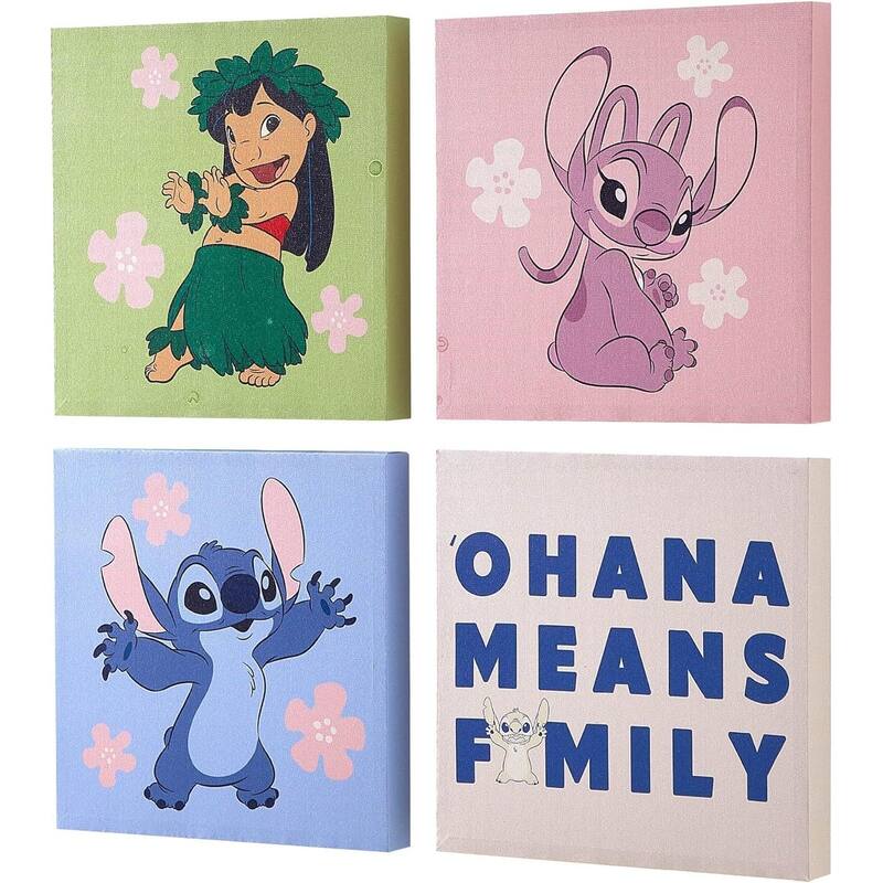 Disney Lilo and Stitch Angel 4 Pack Canvas Wall Art