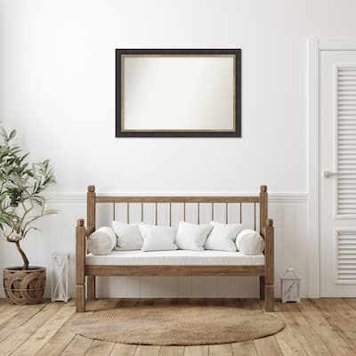 Hammered Charcoal Tan Non-Beveled Wood Framed Wall Mirror - Hammered Charcoal Tan